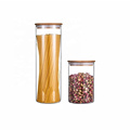 Wholesale food grade empty glass jar with bamboo lid  BJ-144A